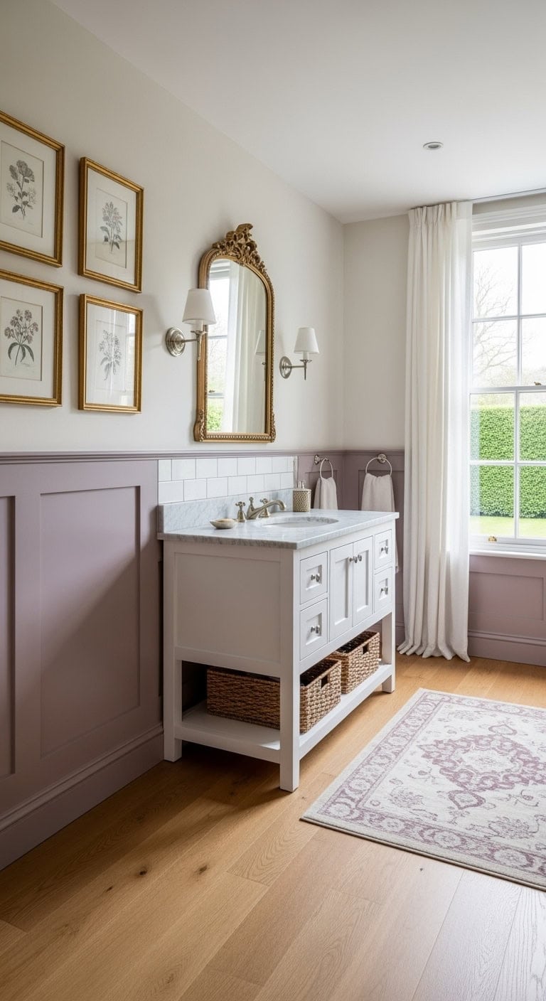 mauve wainscoting cream walls