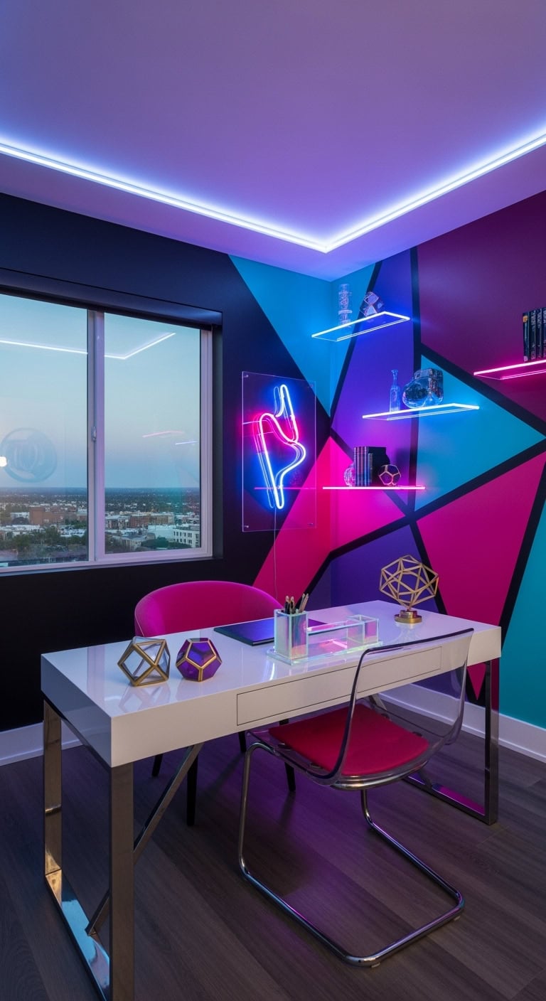 miami vice neon home office