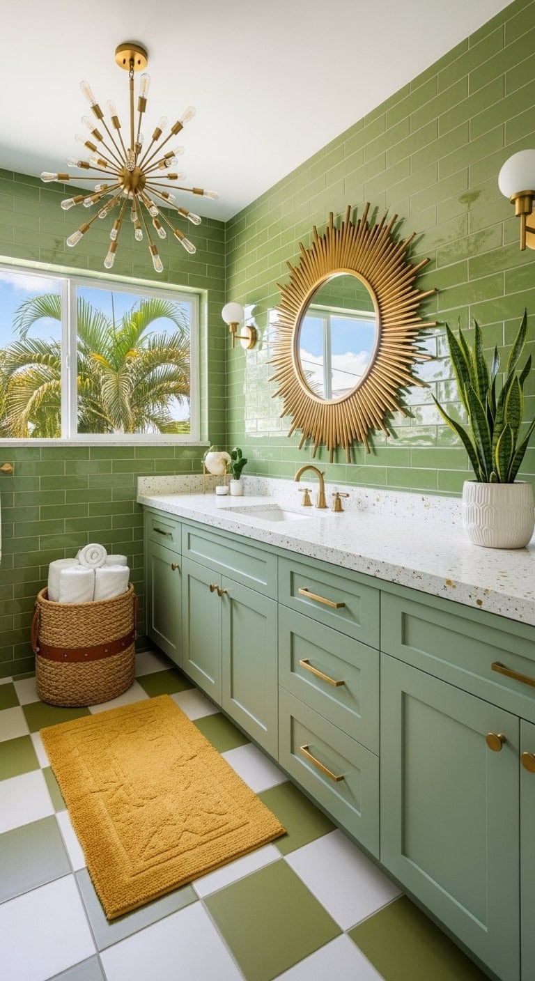 mid century avocado gold bathroom