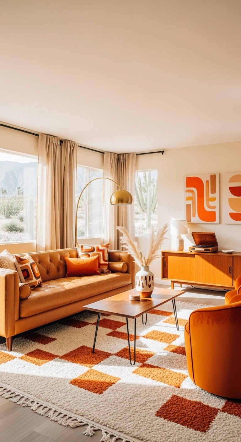 mid century beige leather retreat