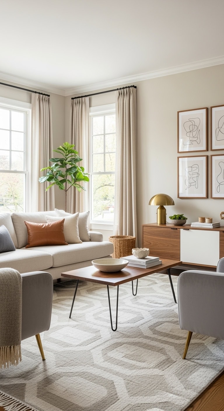 mid century neutral velvet ensemble