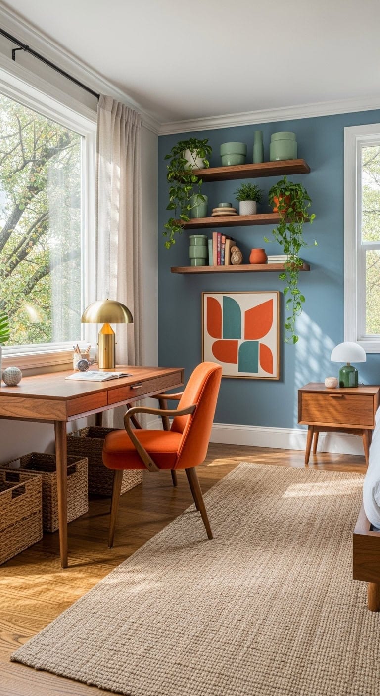 mid century vintage geometric workspace