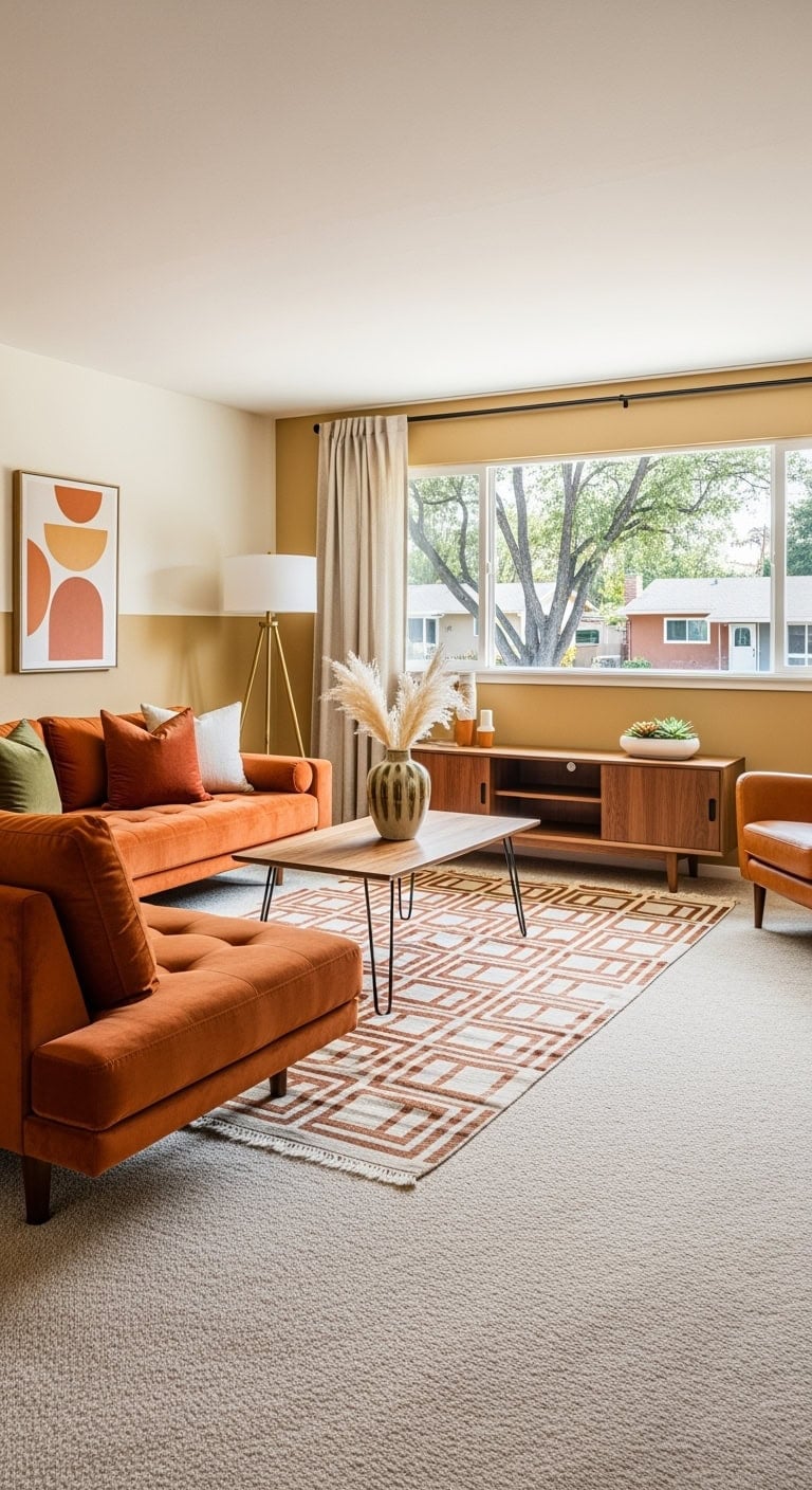 mid century walnut geometric cozy