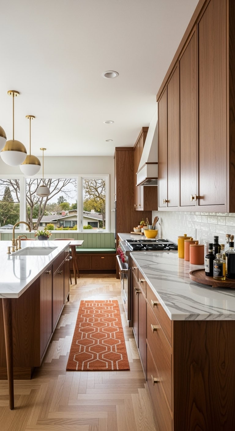 mid century walnut kitchen revival