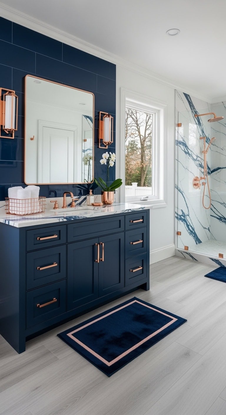 midnight navy marble elegance with rosegold