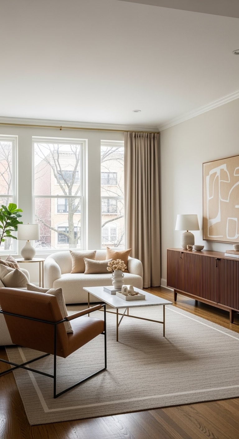 minimalist beige blackout curtainscape