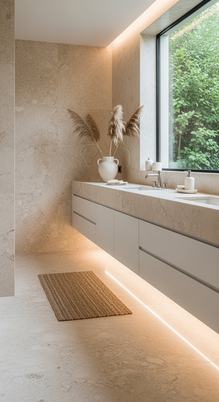 minimalist beige marble spa