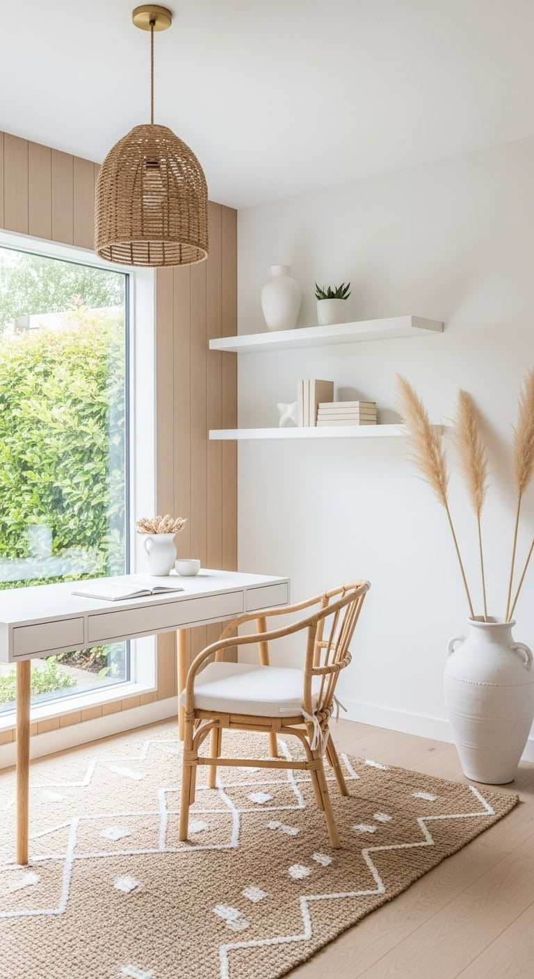 minimalist boho neutral workspace