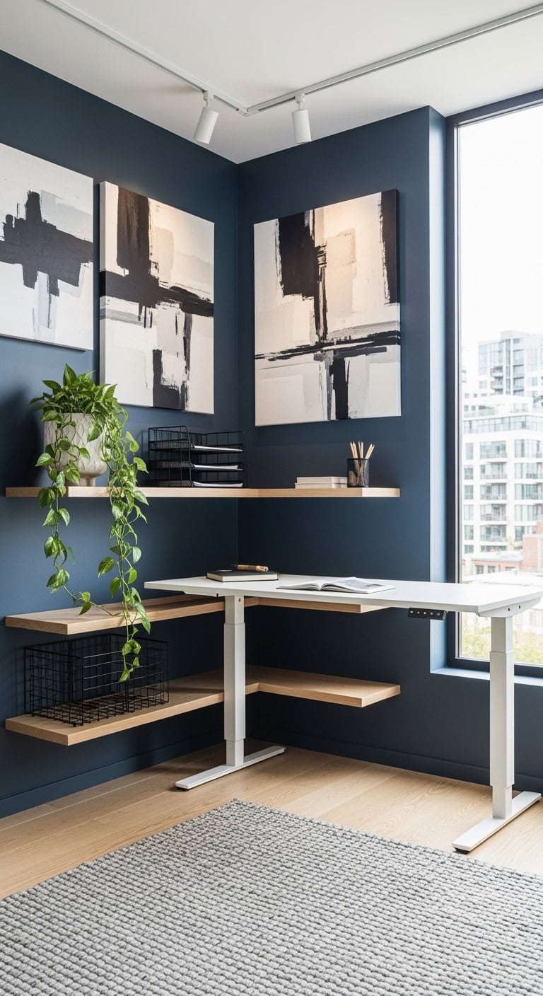 minimalist corner gallery workspace