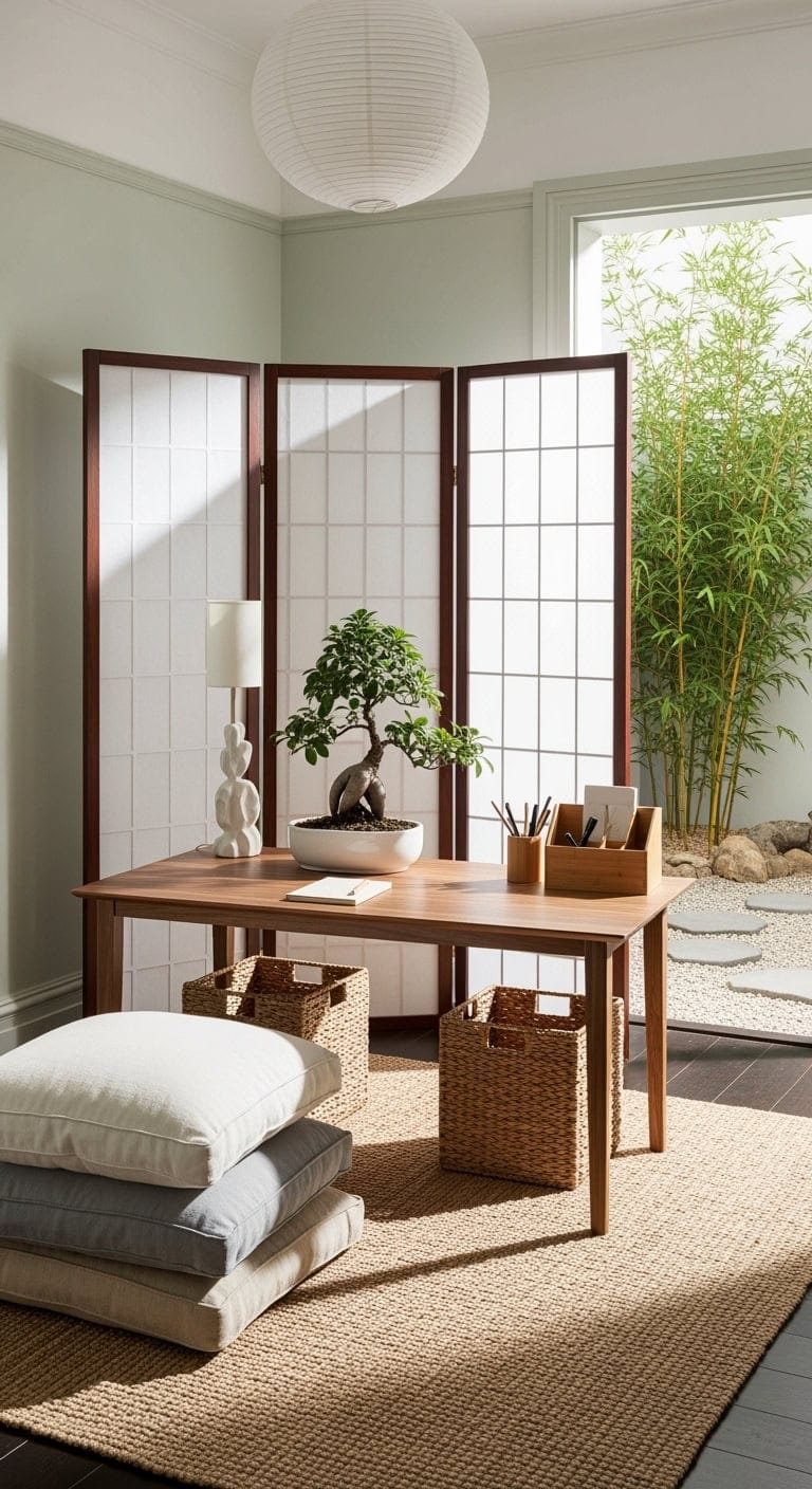 minimalist japanese work nook
