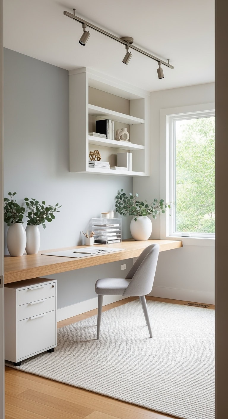 minimalist neutral luxury workspace