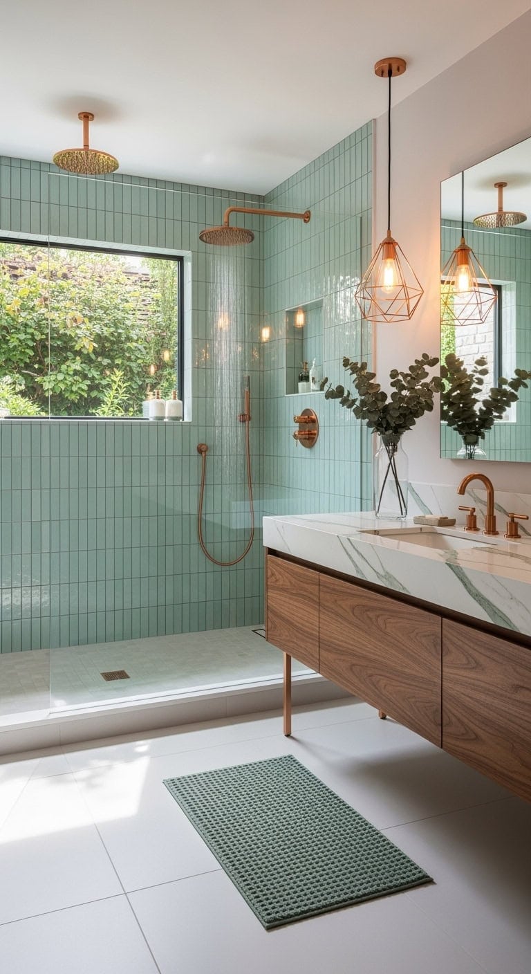 mint glass rose gold finishes