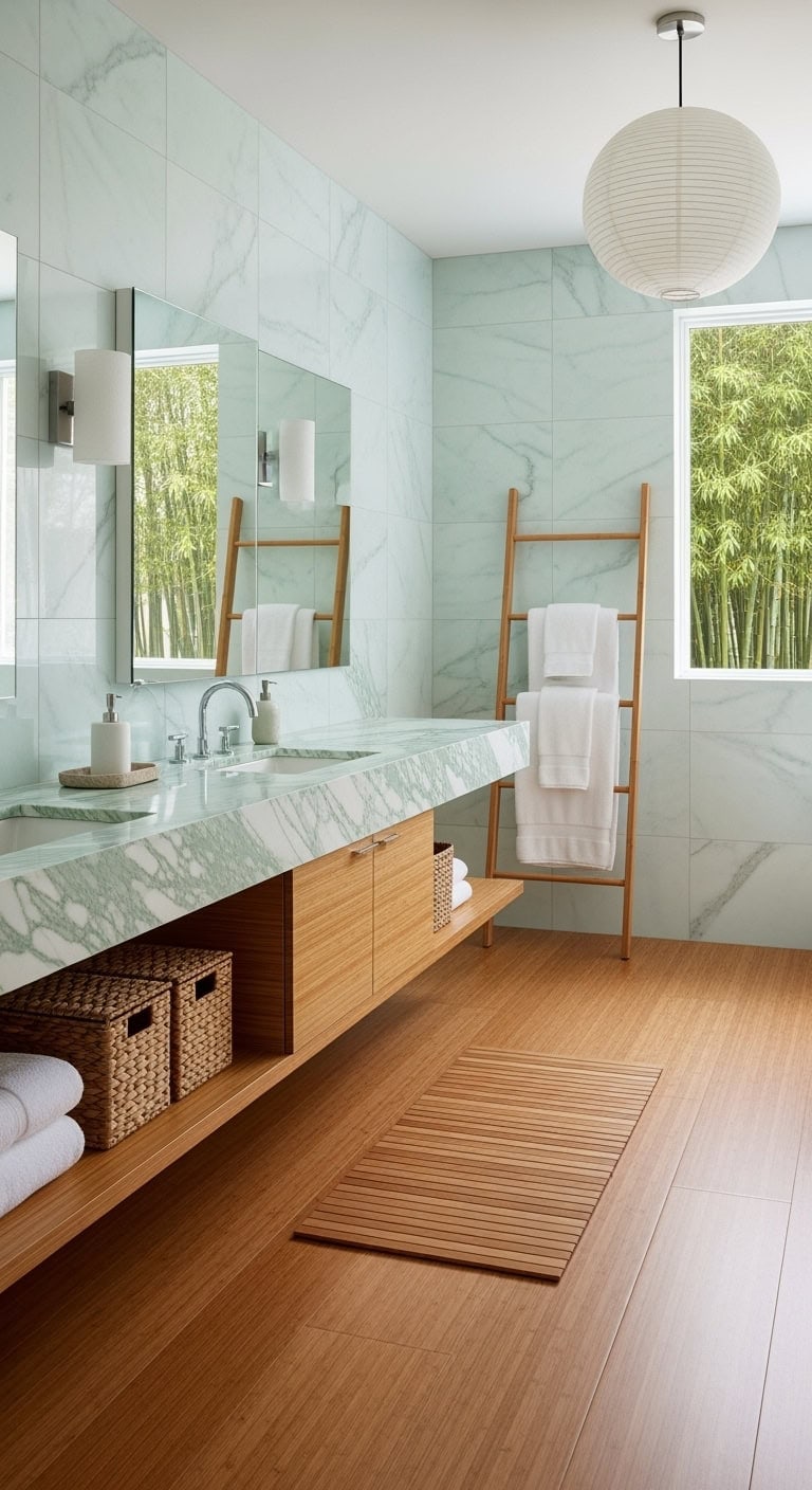 mint green marble bamboo sanctuary