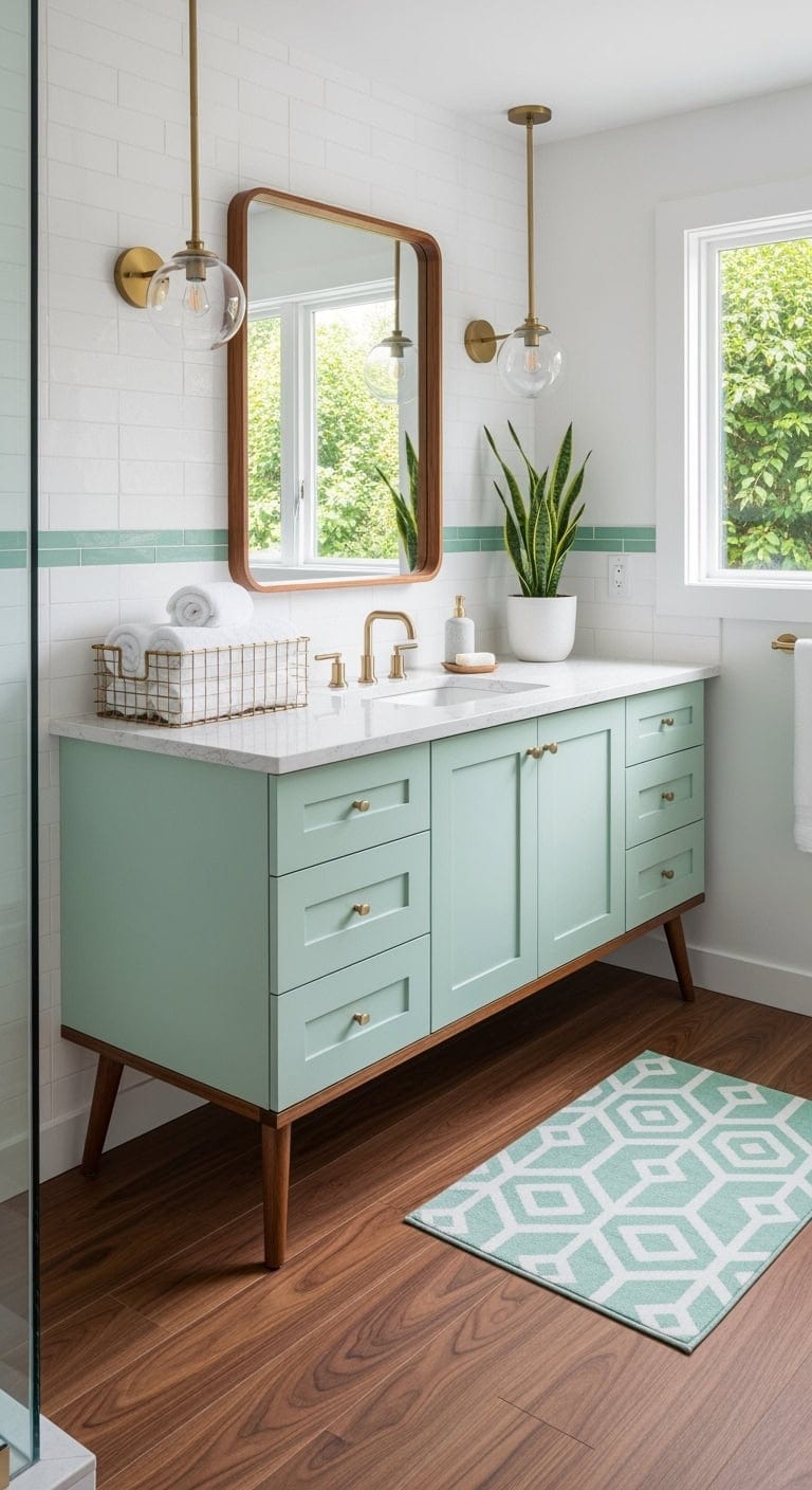 mint green midcentury vanity