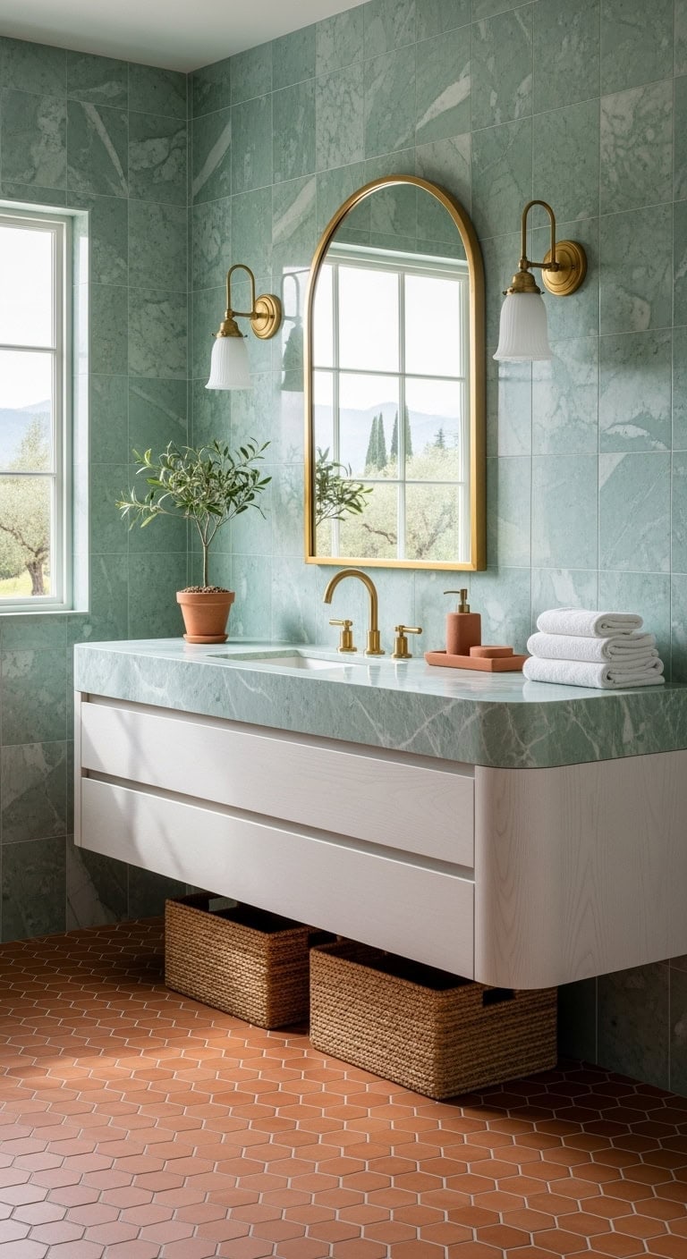 mint marble meets terracotta