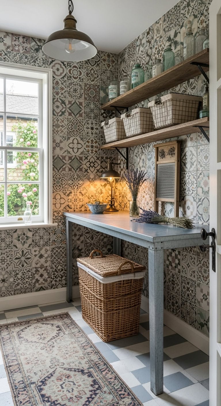 mismatched vintage tiles aesthetic