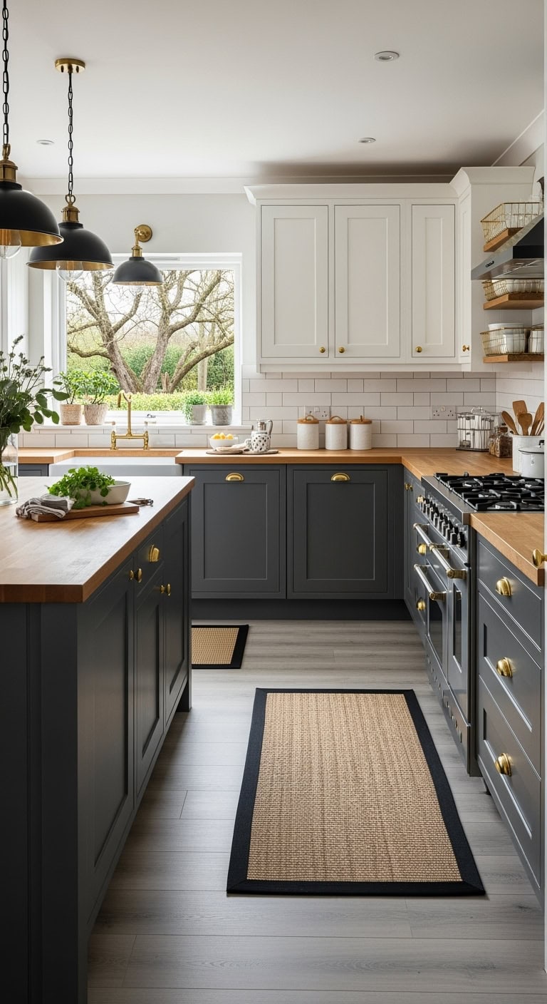 mixed brass and black hardware