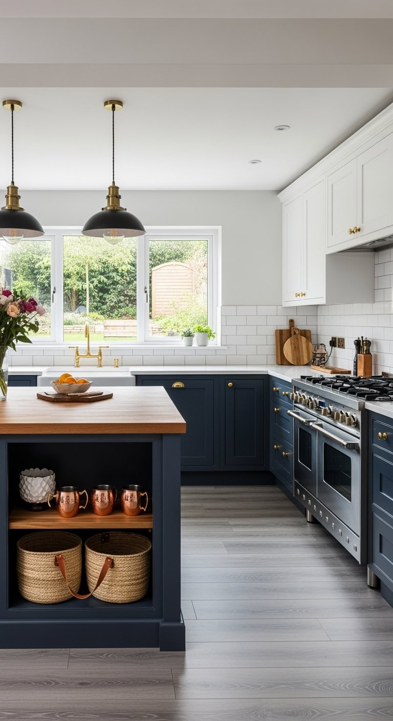 mixed metal transitional kitchen styling