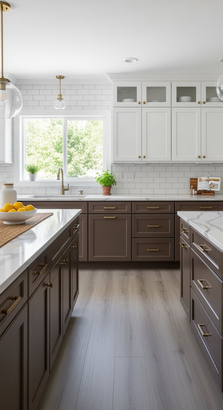 mocha and white cabinets