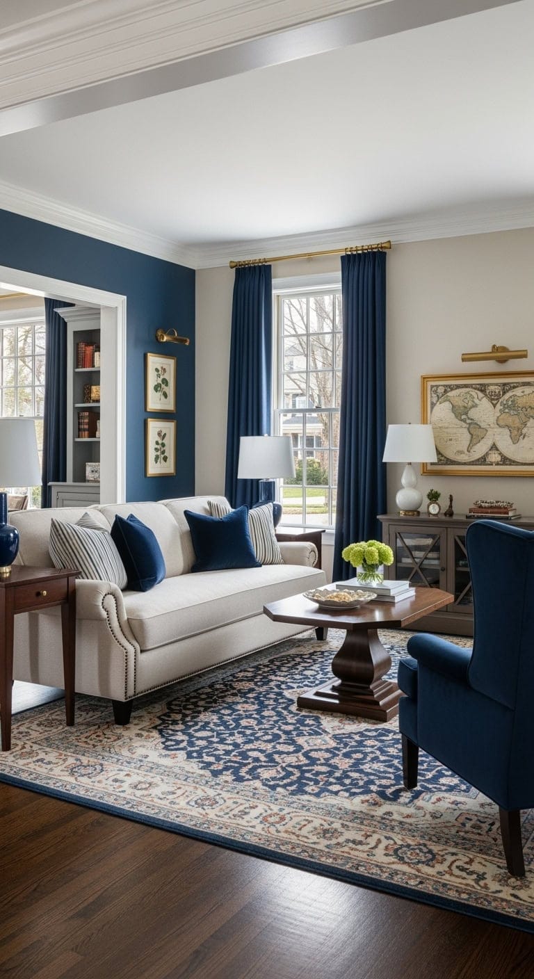 modern colonial navy beige elegance