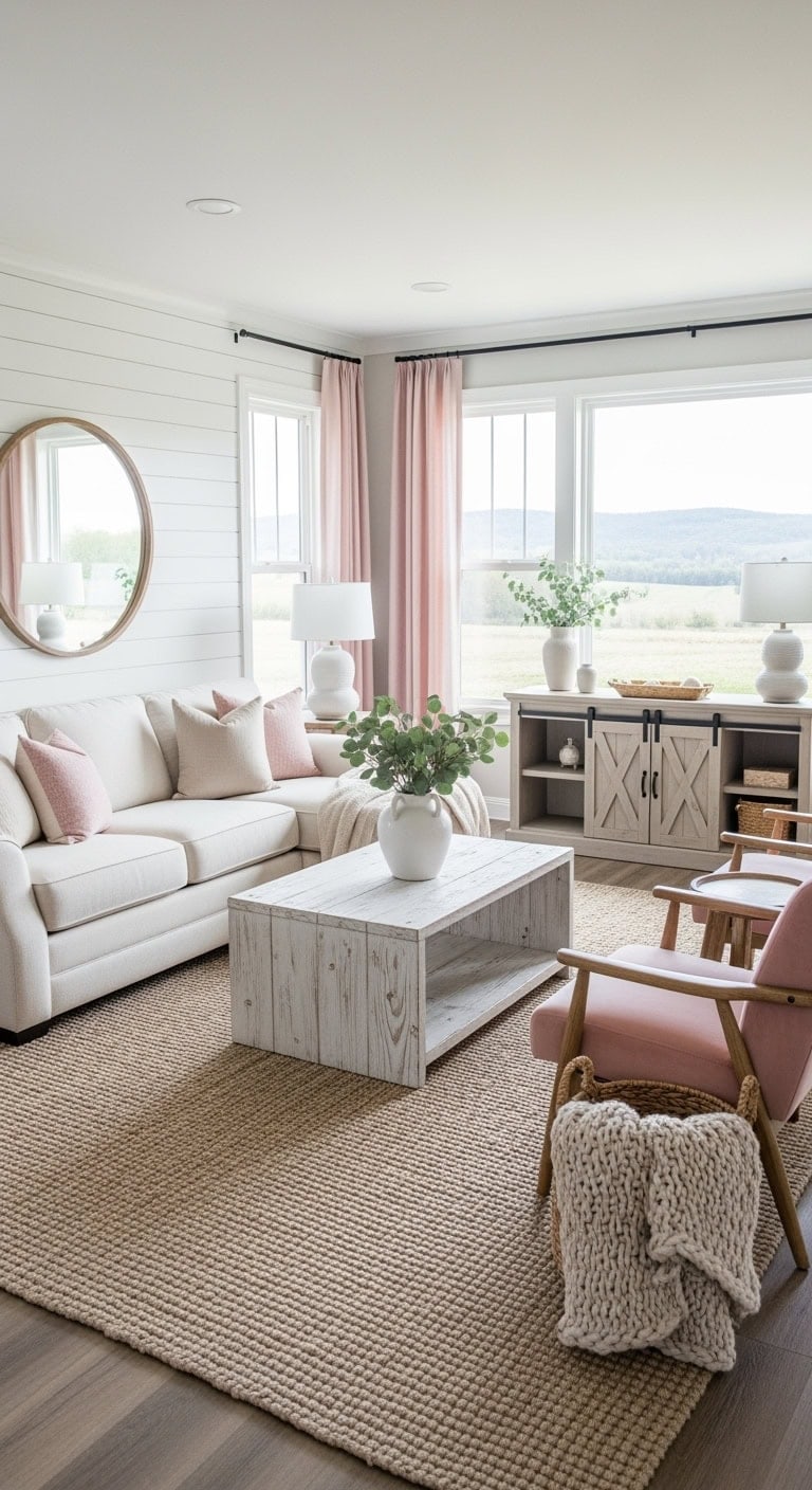 modern farmhouse blush beige