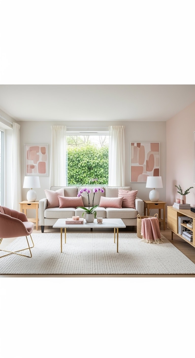 modern minimalist pink accents