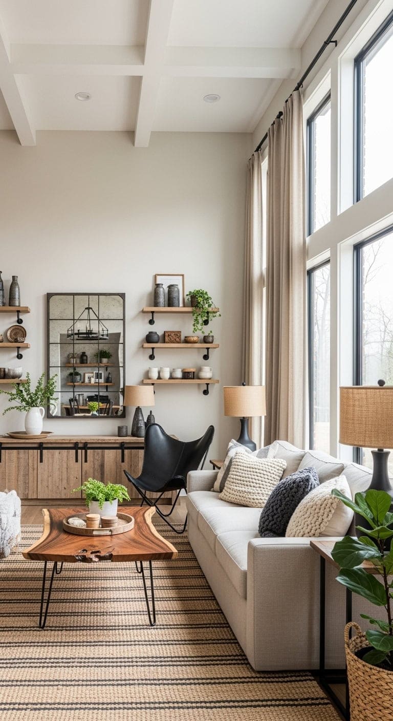 modern rustic warm neutral contrast