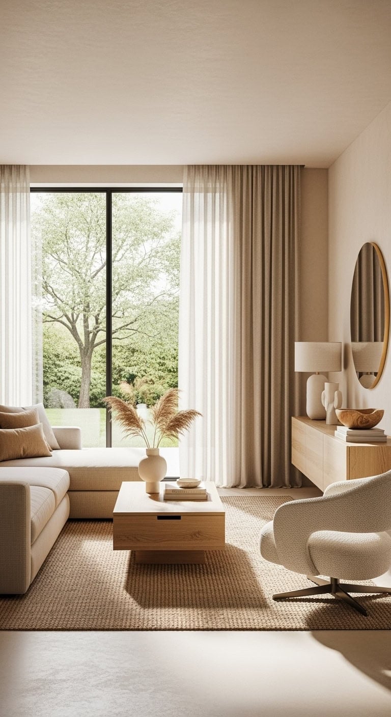 monochromatic beige minimalist living