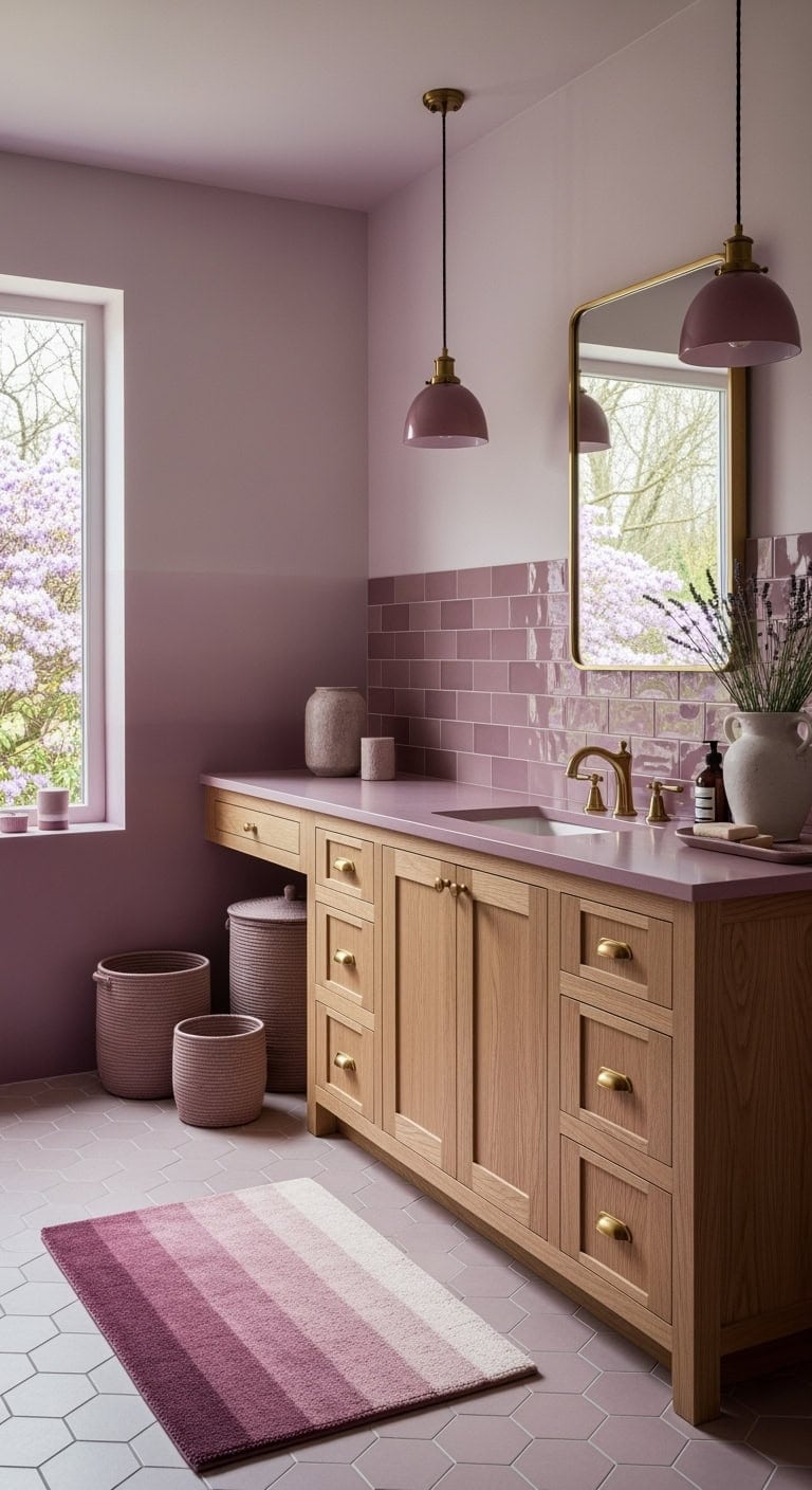 monochromatic mauve luxury bathroom