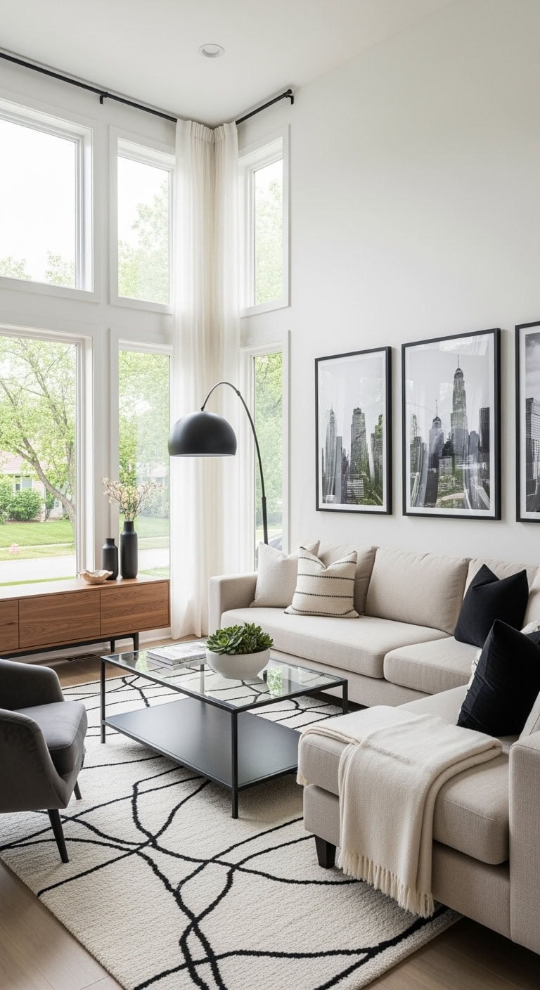 monochrome gallery style beige sectional