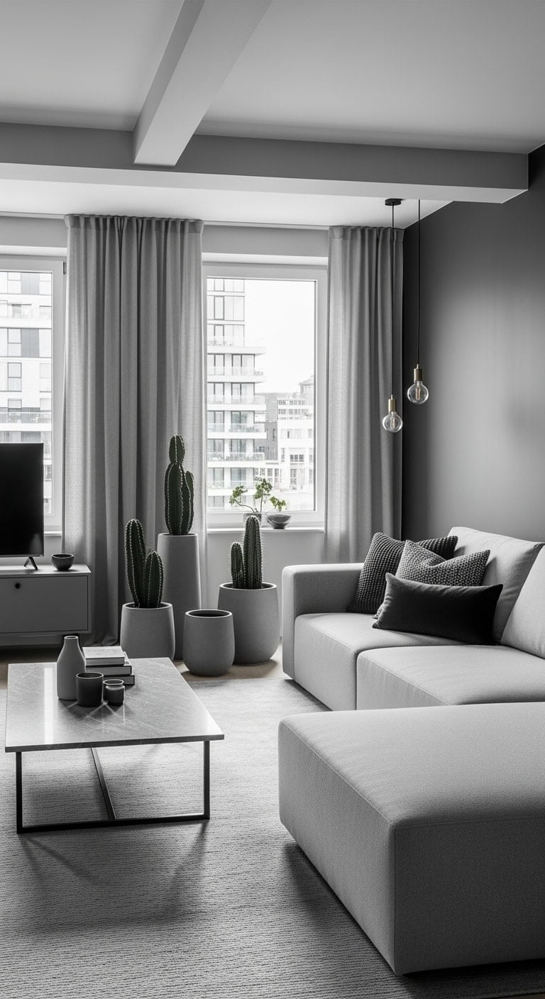 monochrome gray living room