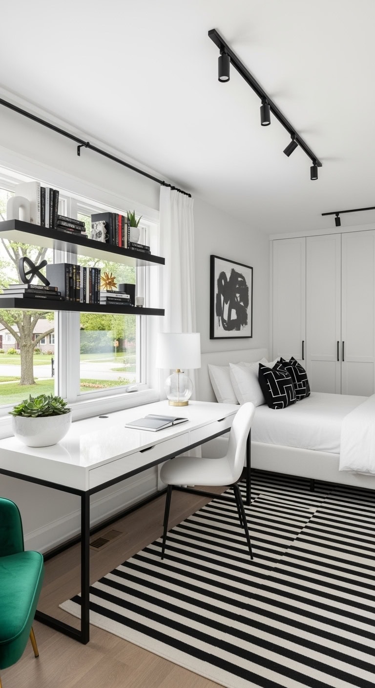 monochrome workspace with accents