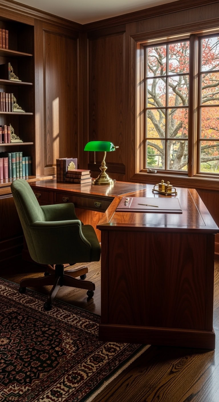 moody colonial wood paneled office