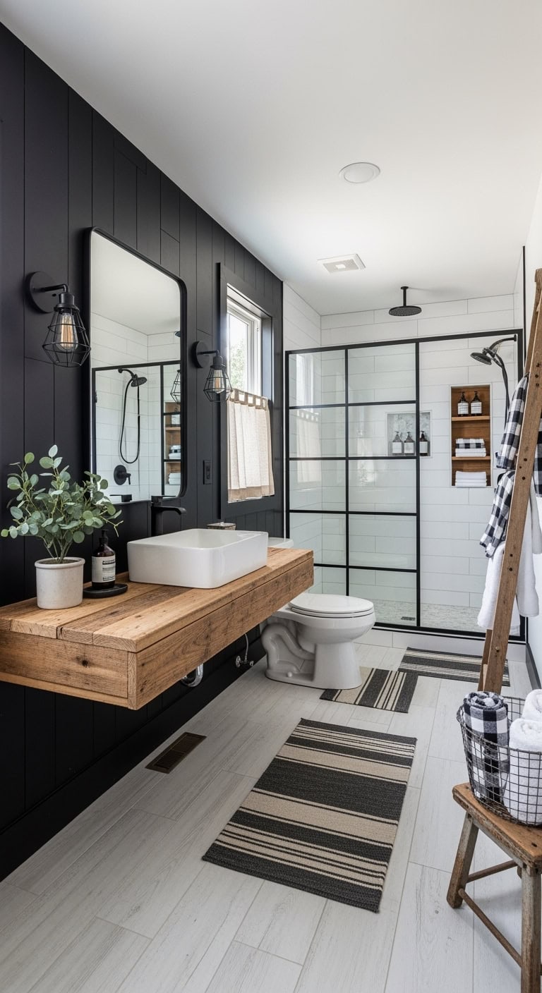 moody farmhouse with blackshiplap