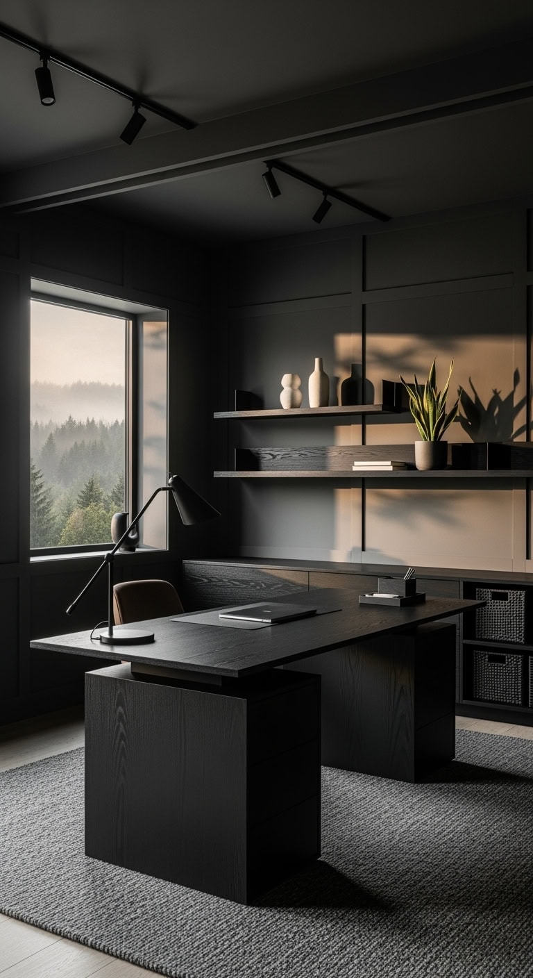 moody scandinavian dark office