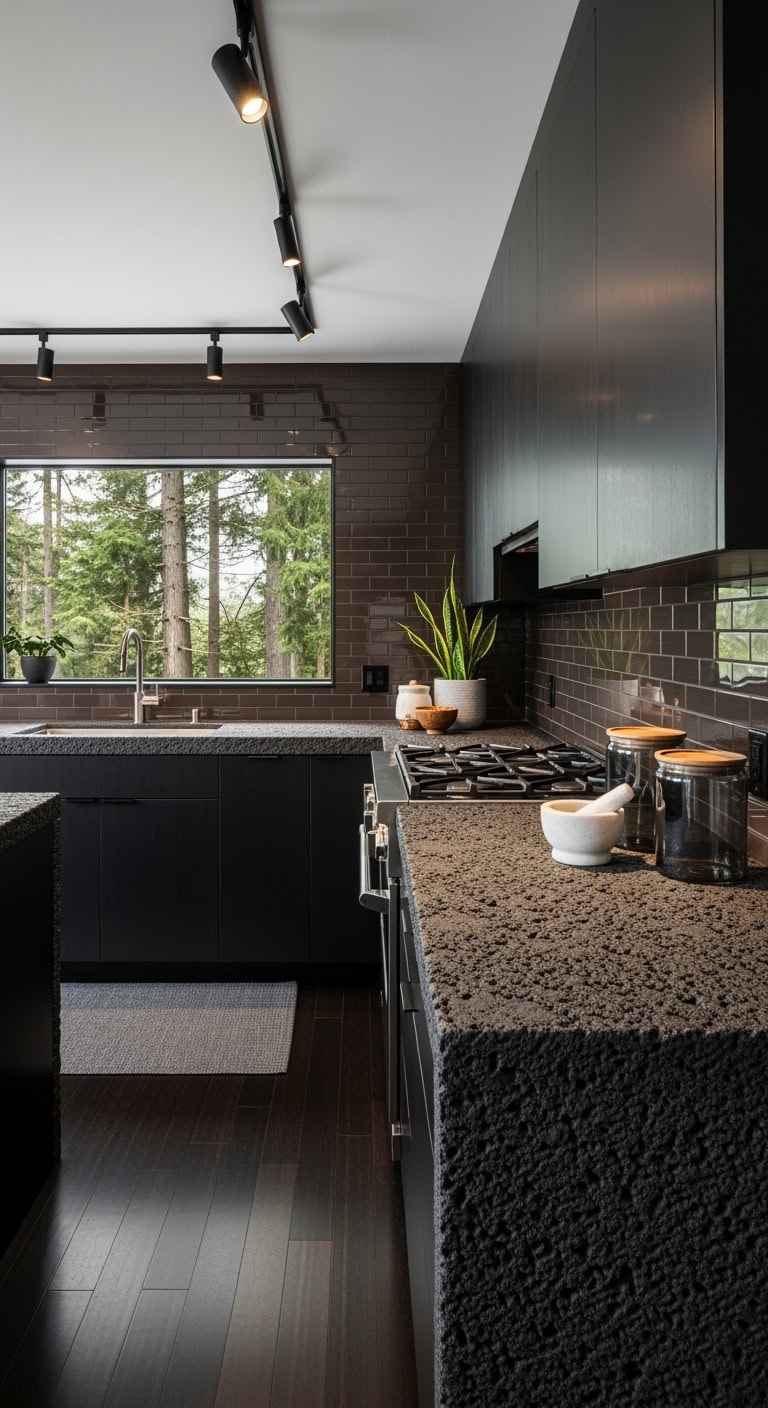 moody volcanic stone kitchen
