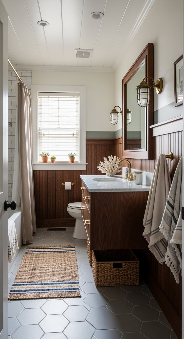 moody walnut coastal bathroom