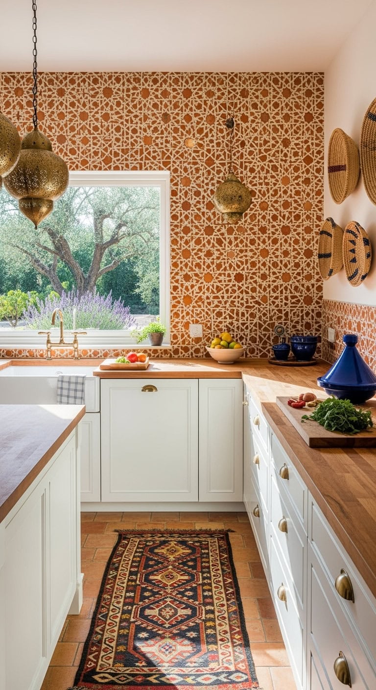 moroccan inspired terracotta geometric tiles