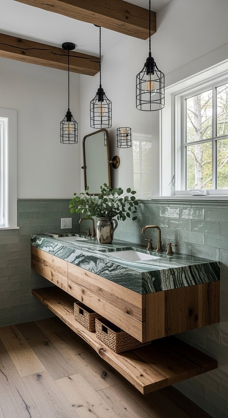 moss marble with reclaimed wood