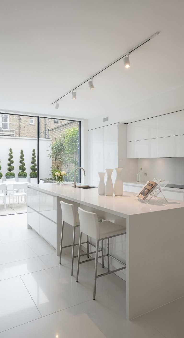 museum white curated kitchen space
