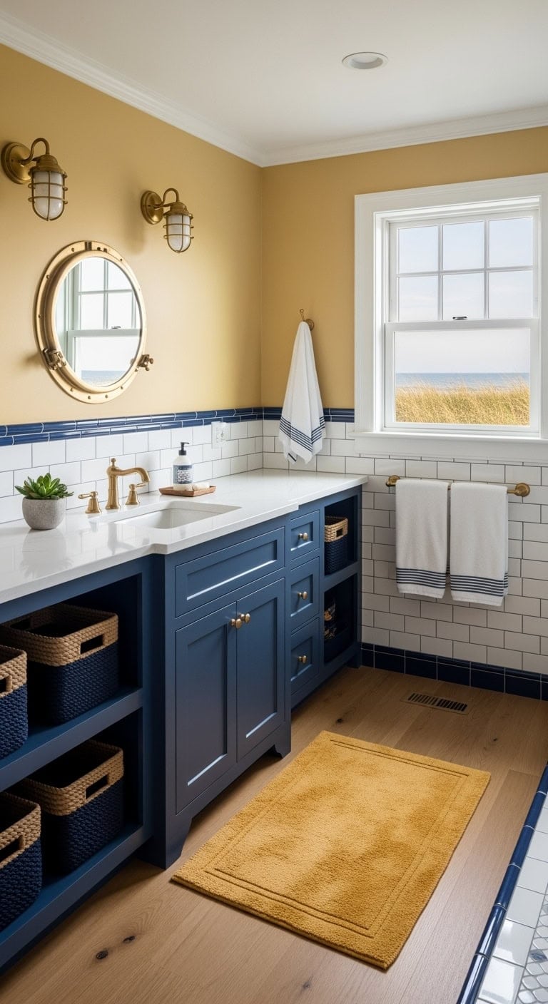 mustard and navy nautical