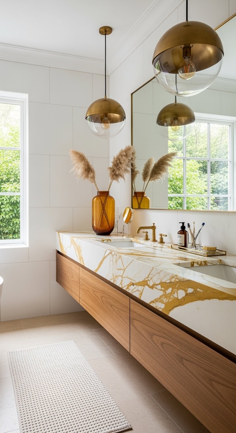 mustard marble with brass