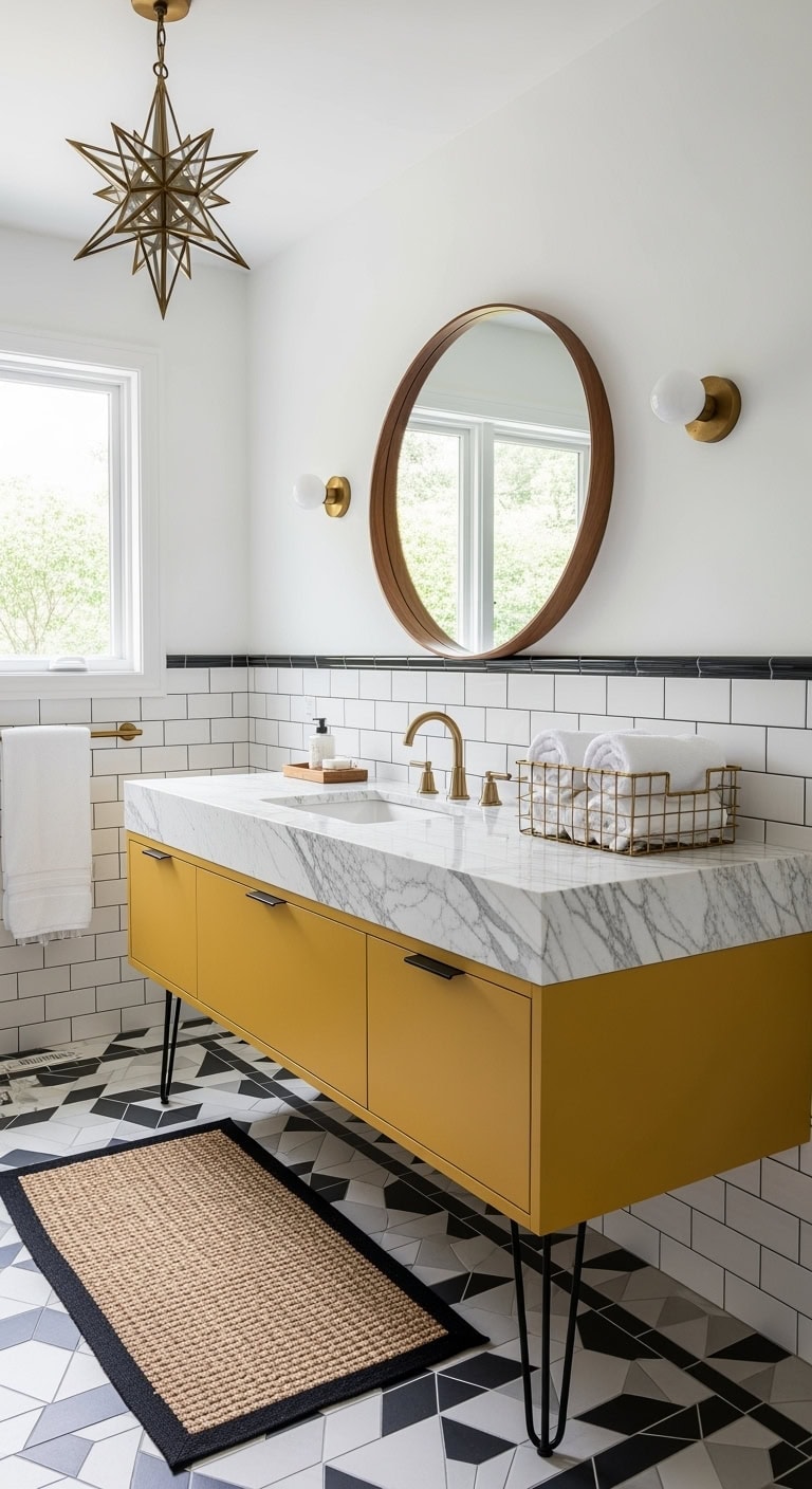 mustard mid century vanity centerpiece