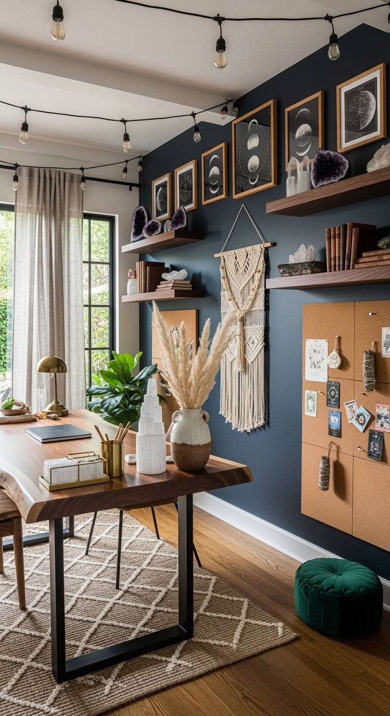 mystical workspace with crystals