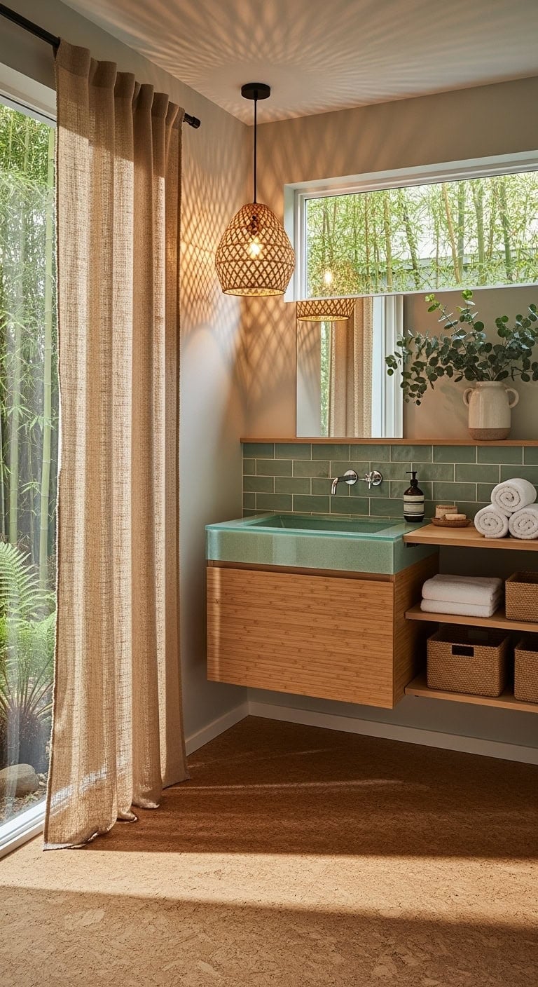 natural fiber spa like bathroom
