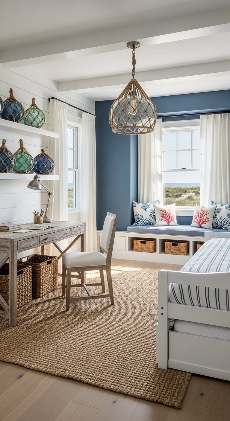 nautical coastal workspace with trundle