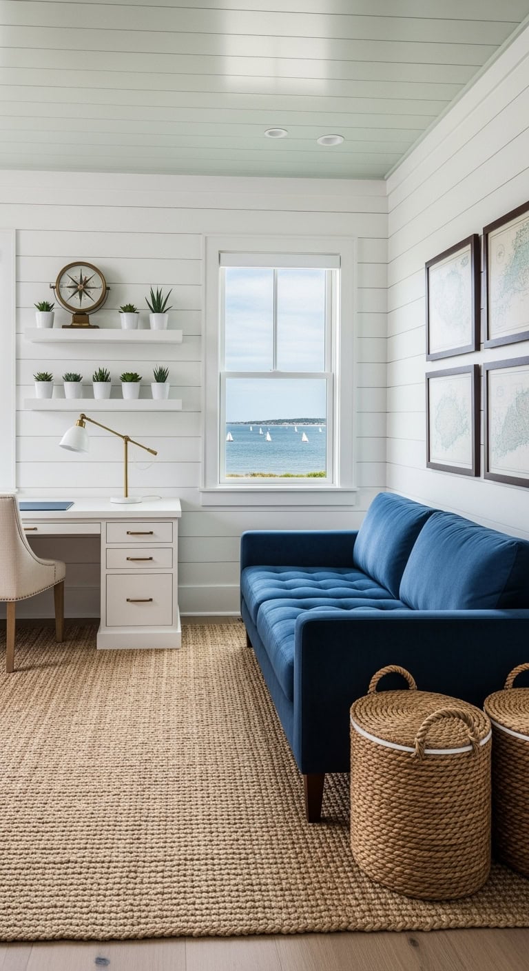 nautical shiplap navy study