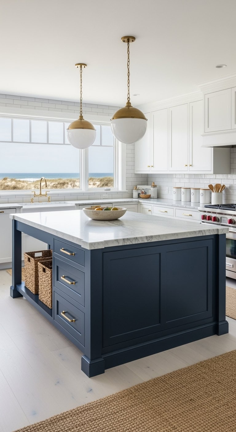 navy island coastal kitchen