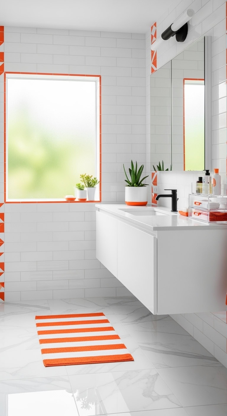 neon orange pop art bathroom