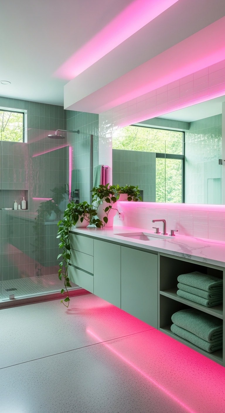 neon pink meets sage